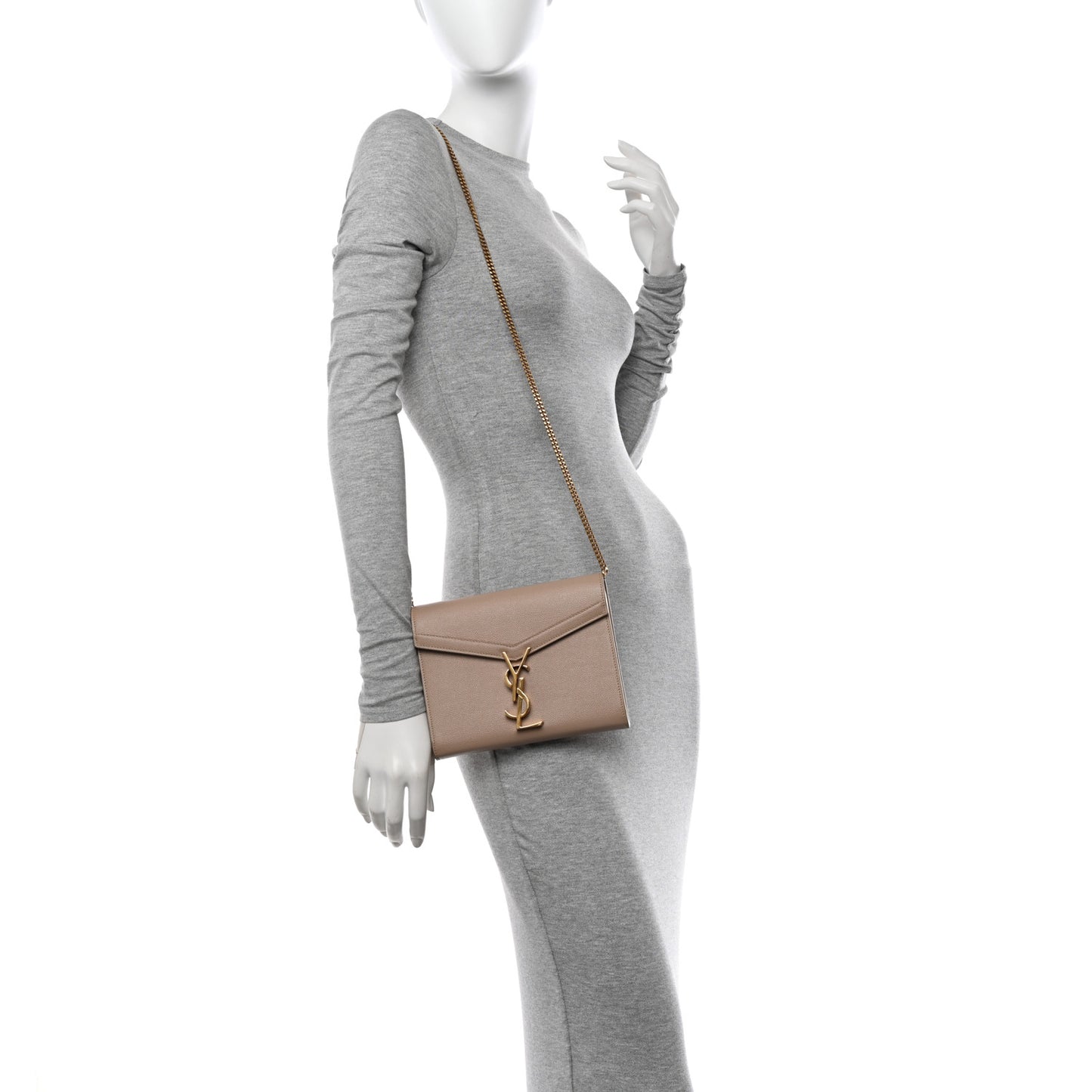 Grain De Poudre Monogram Cassandra Chain Wallet Dark Beige