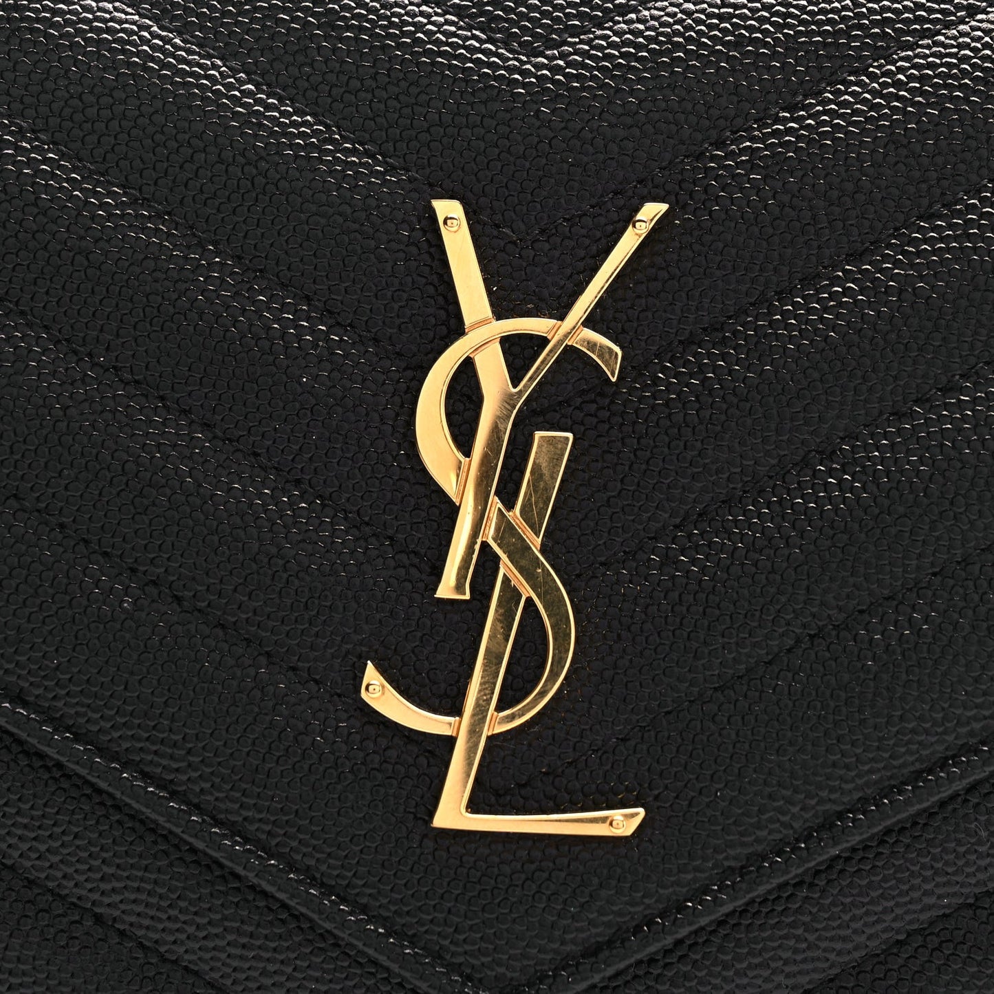 Grain De Poudre Matelasse Chevron Monogram Chain Wallet Black