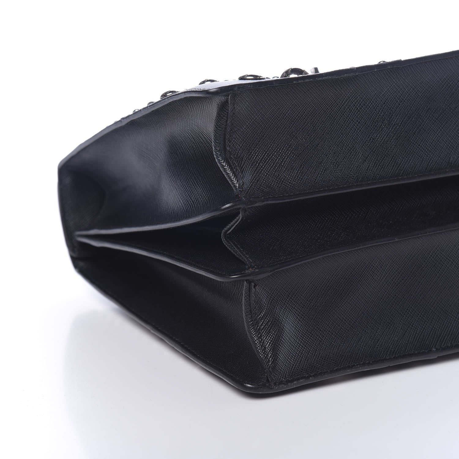 Prada Saffiano Studded Double Zip Tote Black 8 of 9