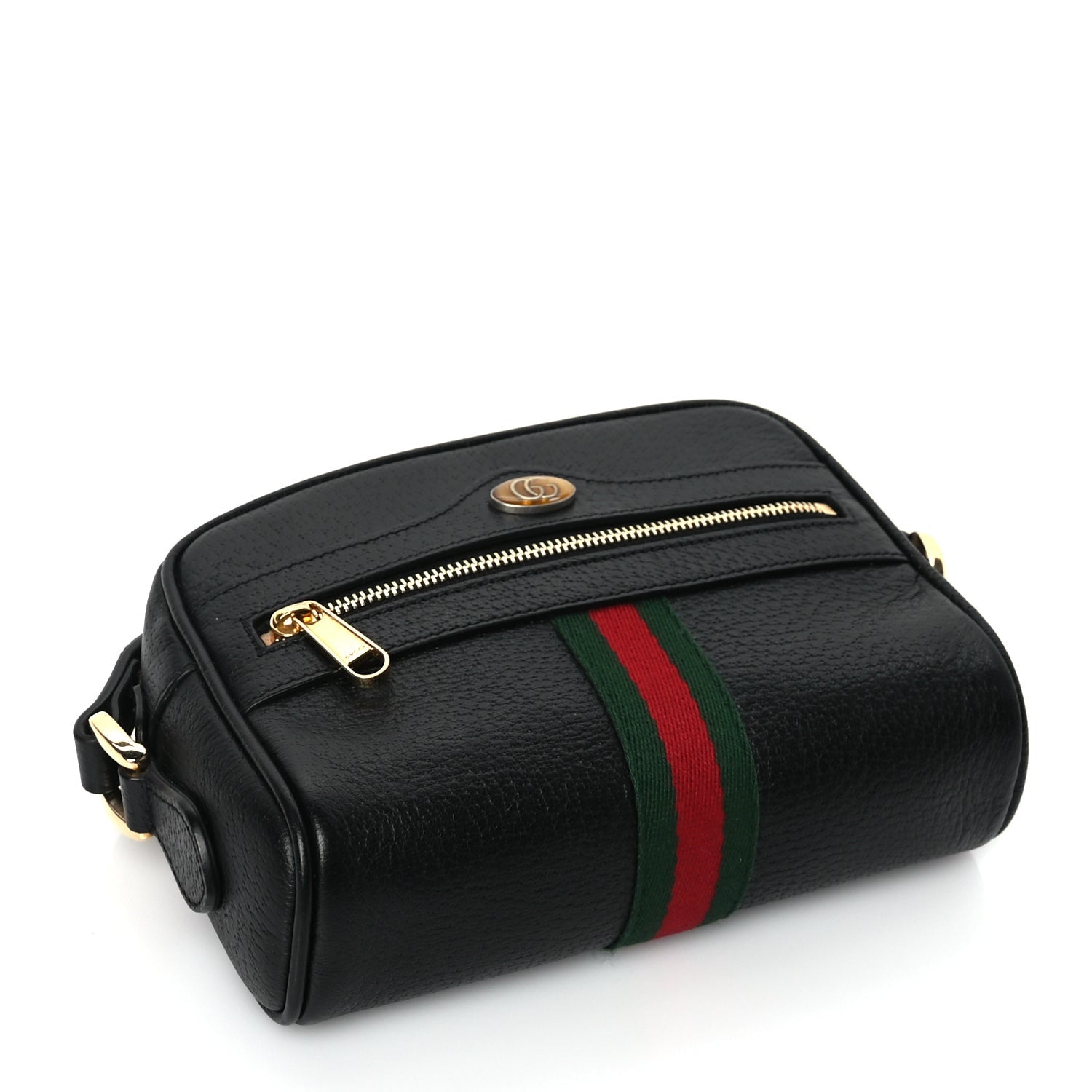 Gucci Calfskin Web Mini Ophidia Shoulder Bag Black 3 of 8