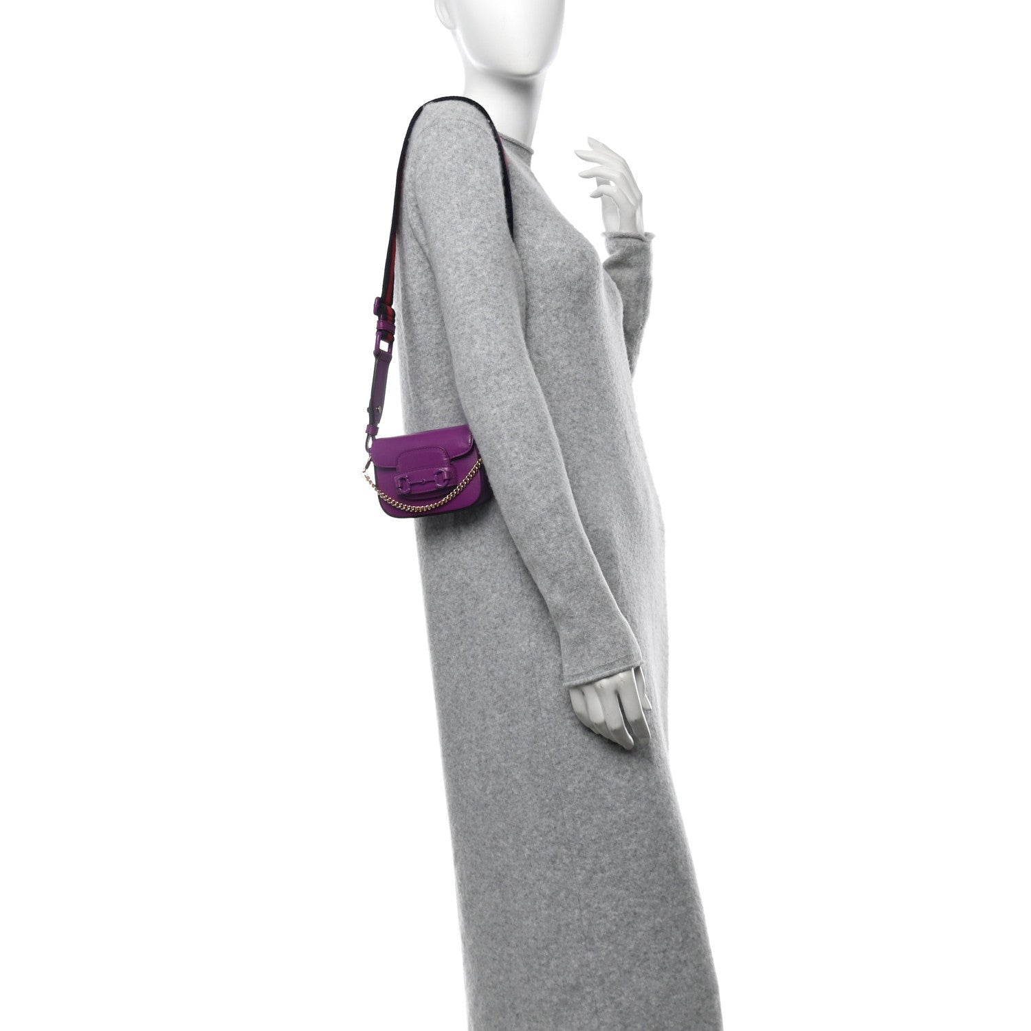 Gucci Azalea Calfskin Web Monochrome Horsebit 1955 Wallet On Strap Purple 2 of 7