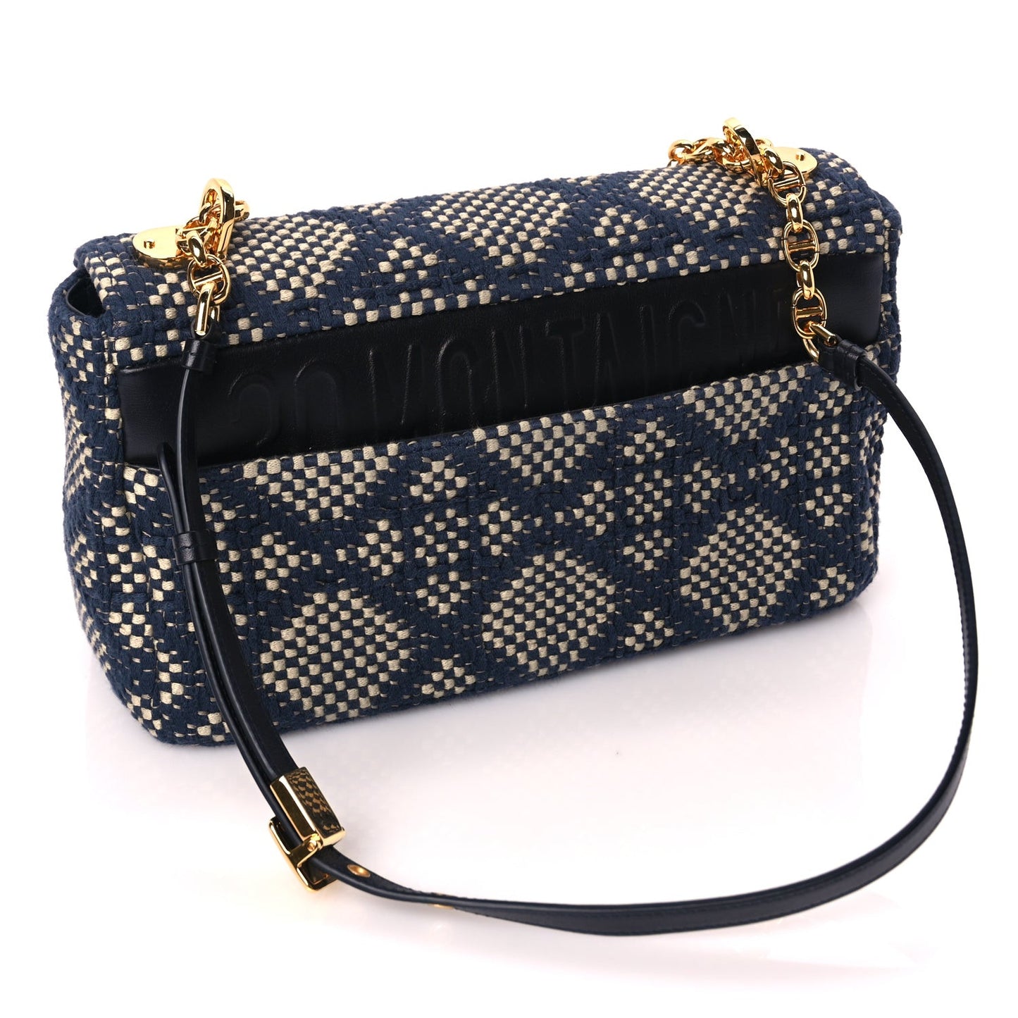 Fabric Macrocannage Woven Medium Caro Bag Blue White
