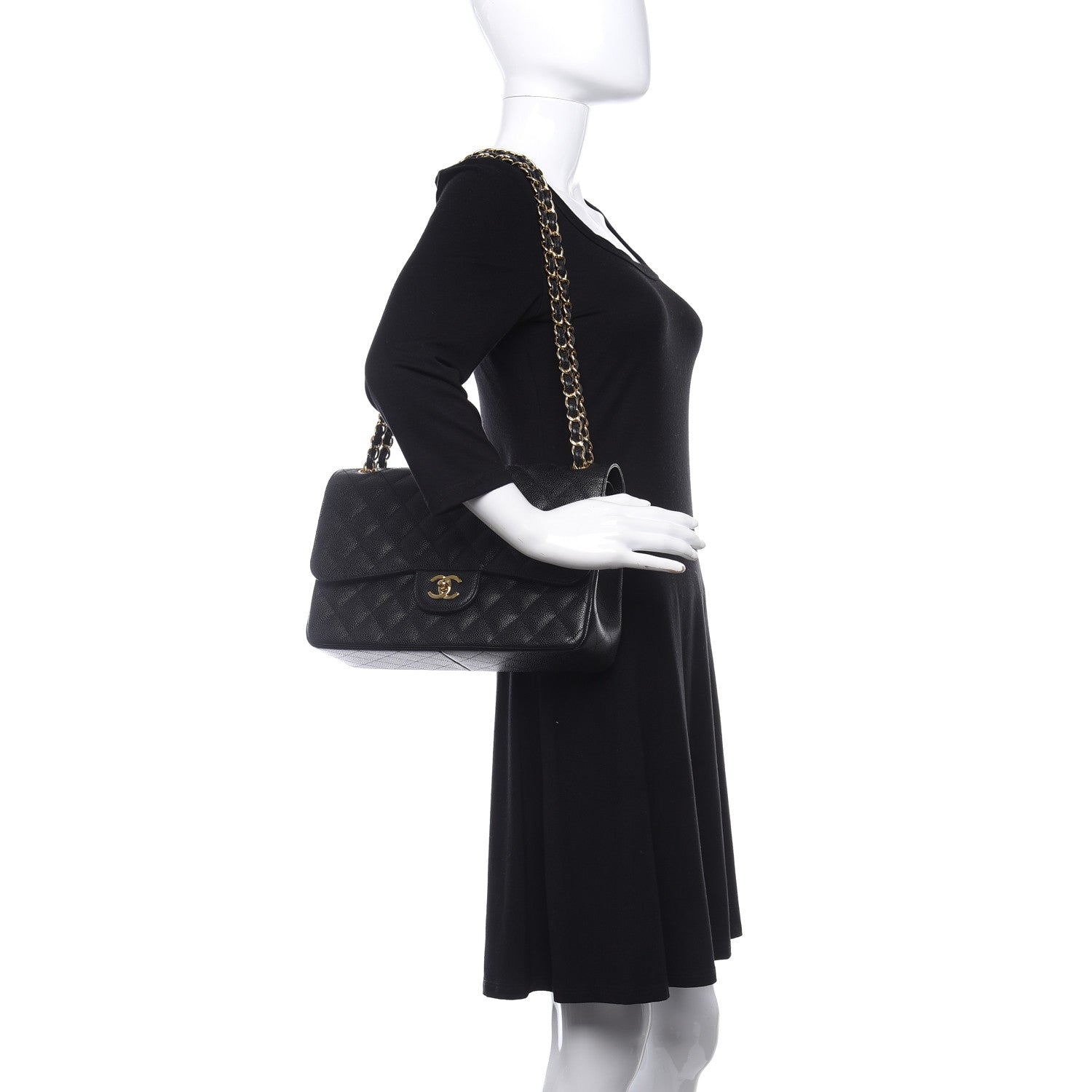 Chanel Caviar Quilted Jumbo Double Flap Black 2 of 9