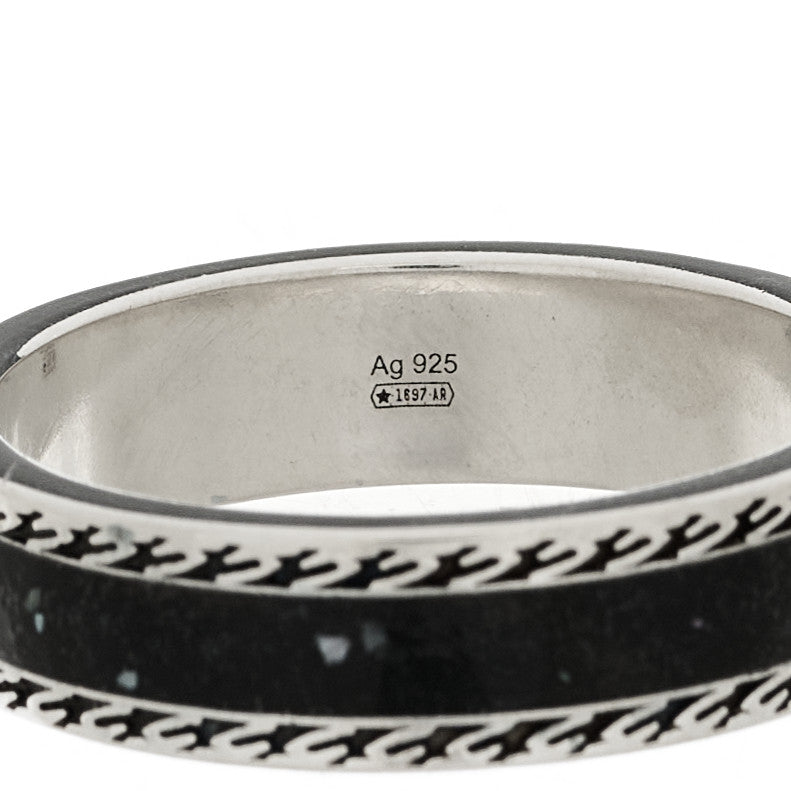 Gucci Sterling Silver Enamel Interlocking G Band Ring 65 11 Black 5 of 6