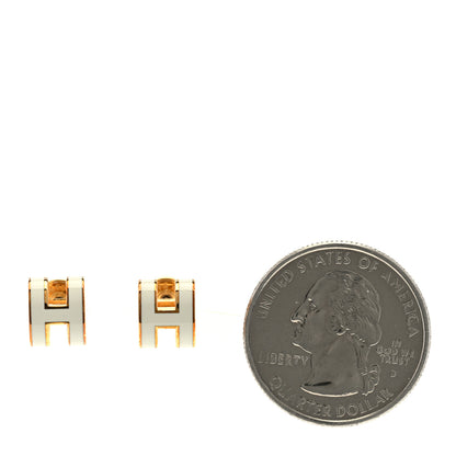 Hermes Gold Lacquered Mini Pop H Earrings White 2 of 7