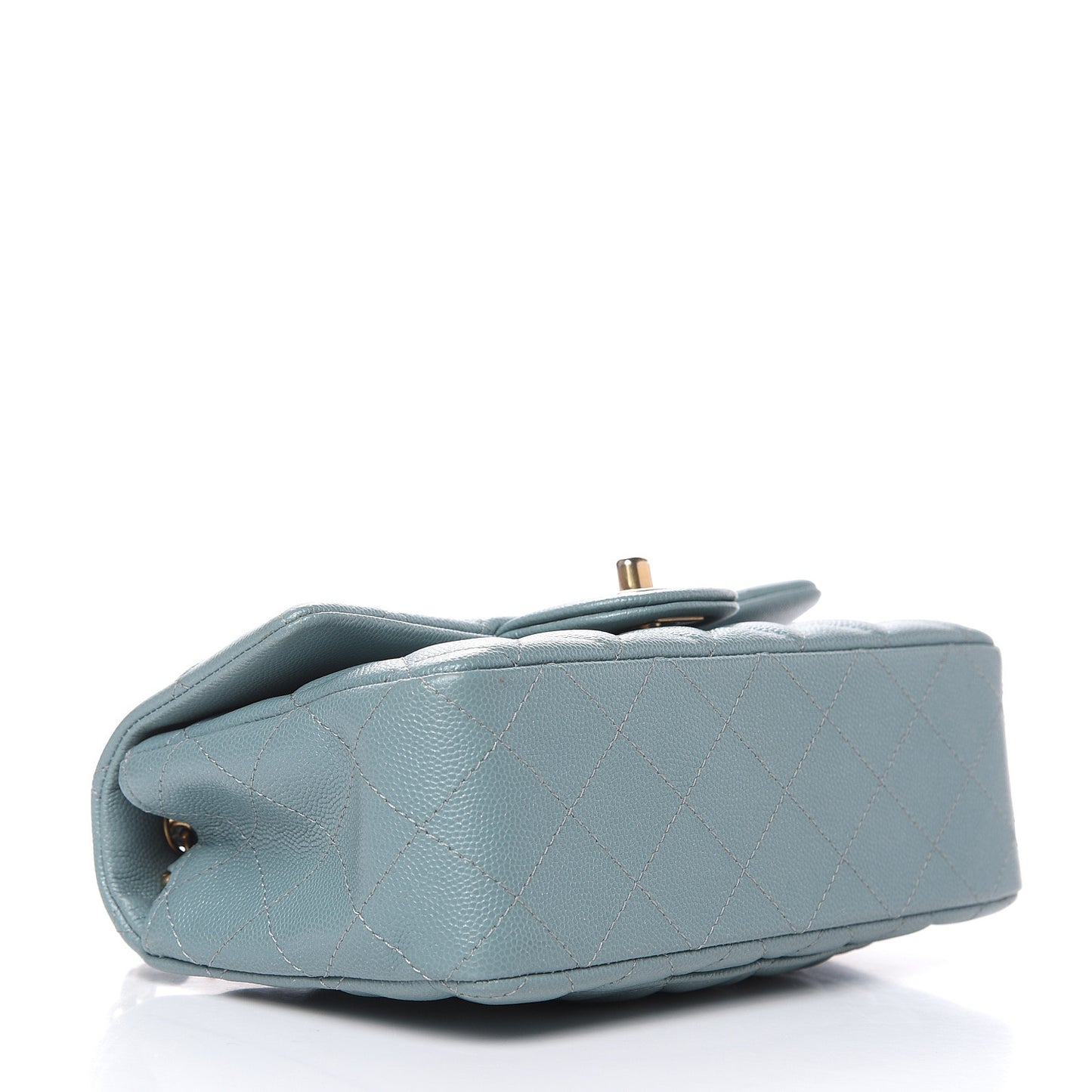 Iridescent Caviar Quilted Mini Rectangular Flap Light Blue