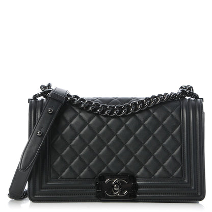 Chanel Calfskin Quilted Medium Boy Flap So Black 1 of 7