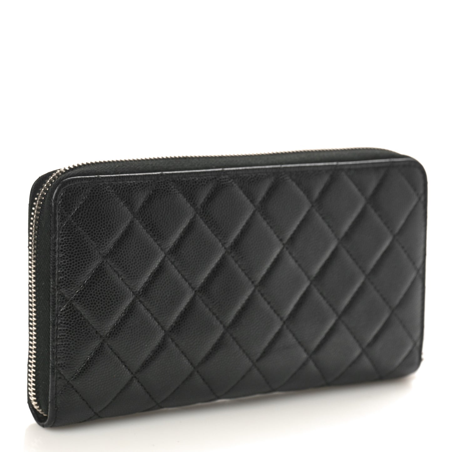 Caviar Quilted Large Zip Around Organizer Wallet Black
