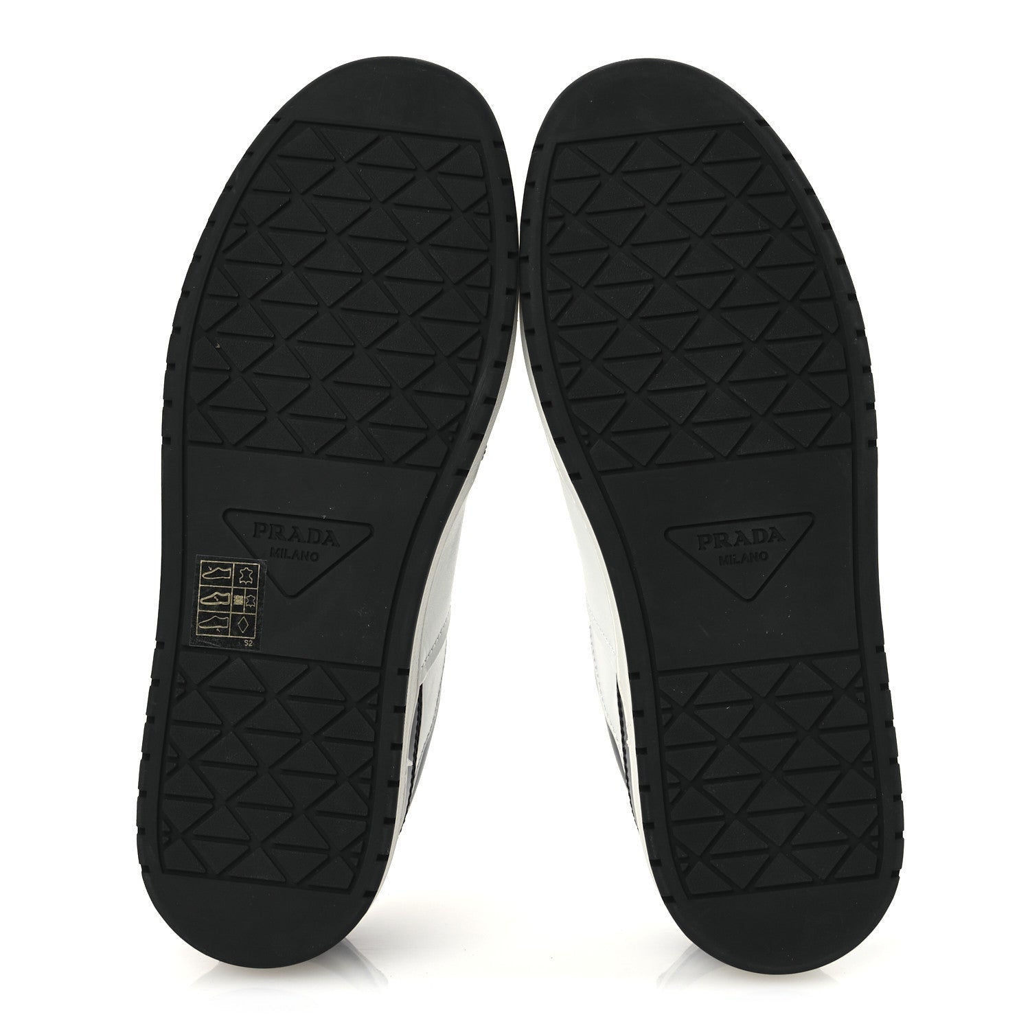 Prada Vitello Sport Spazzolato Rois Metal Triangle Logo Downtown Low Top Sneakers 37.5 White Black 7 of 7