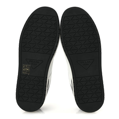 Prada Vitello Sport Spazzolato Rois Metal Triangle Logo Downtown Low Top Sneakers 37.5 White Black 7 of 7
