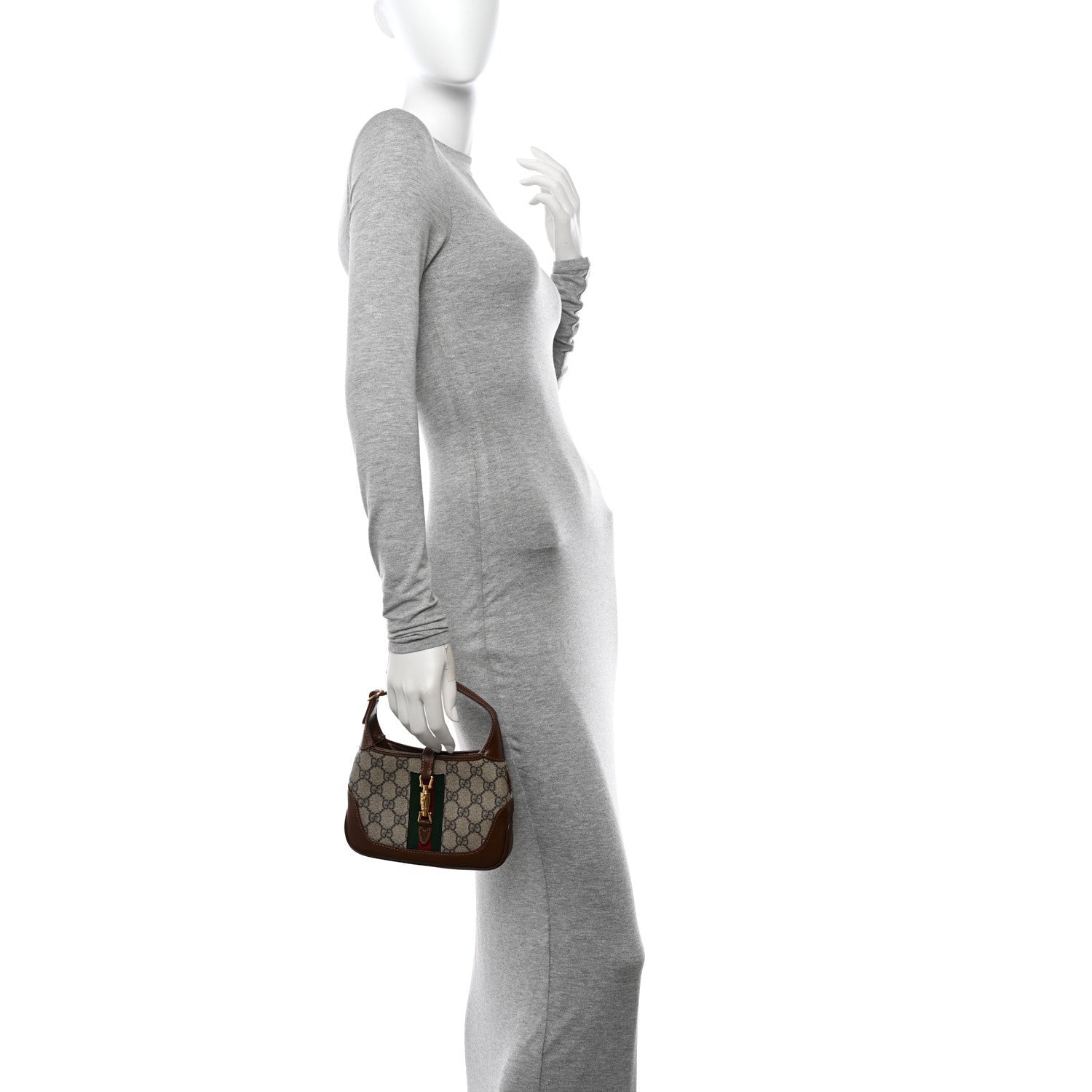 Gucci GG Supreme Monogram Azalea Calfskin Web Mini Jackie 1961 Hobo Beige Ebony Brown Sugar 2 of 7