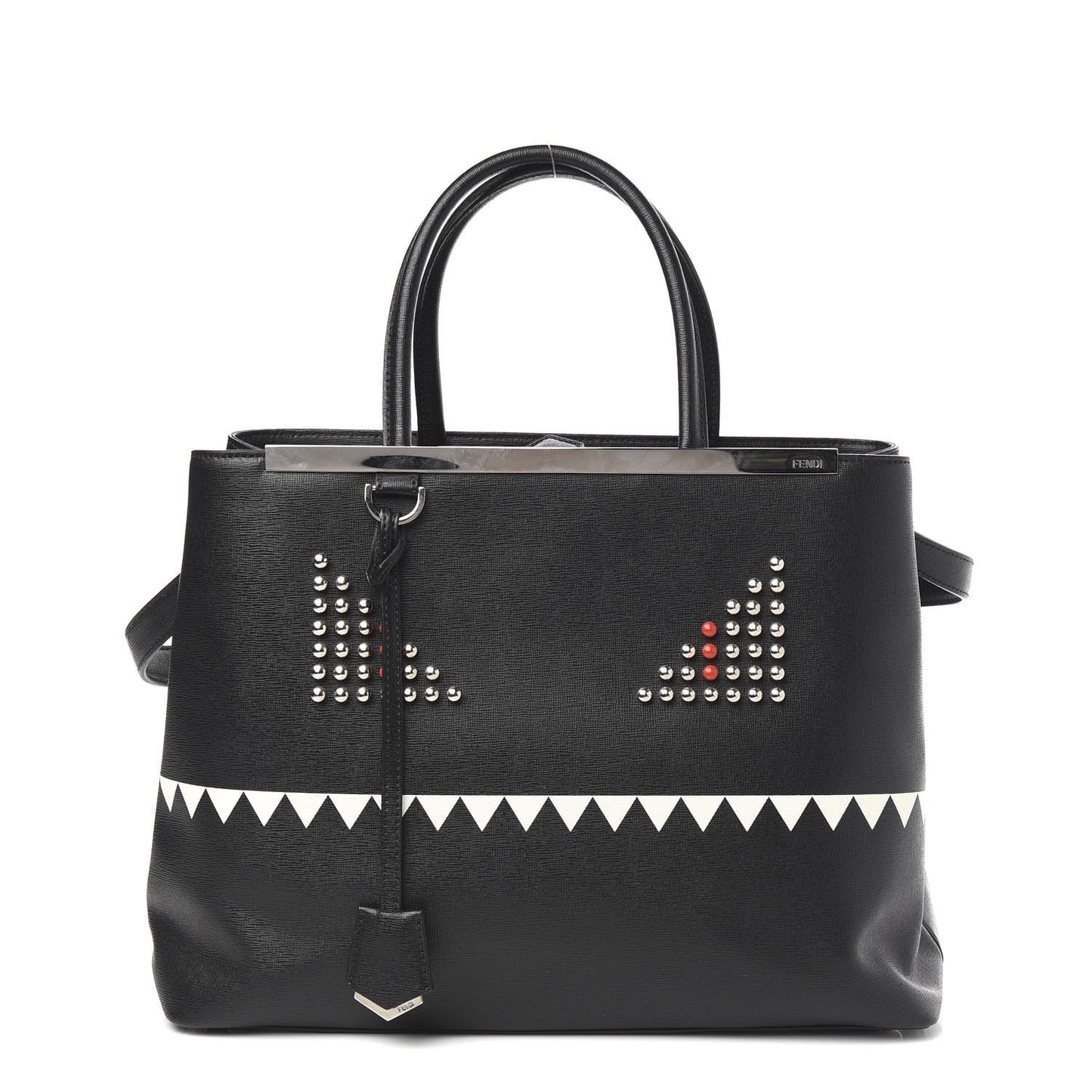 Vitello Elite Studded Monster Medium 2Jours Tote Black