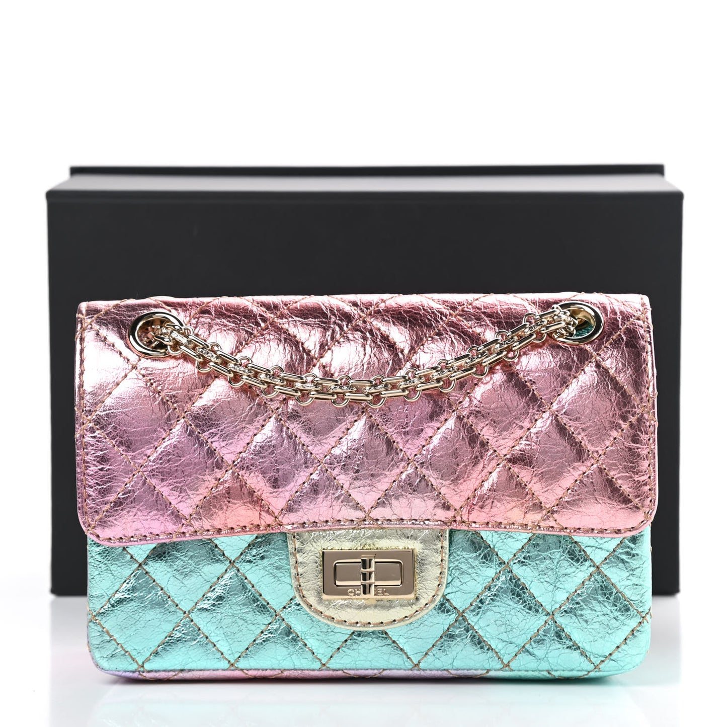 Metallic Goatskin Quilted Mini 2.55 Reissue Flap Multicolor