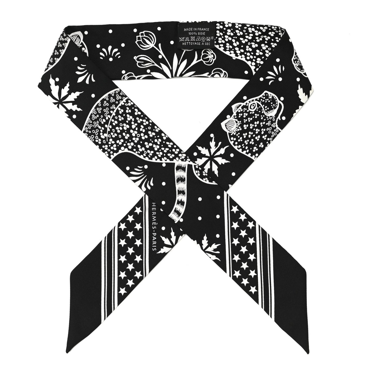 Silk Les Leopards Twilly Black White