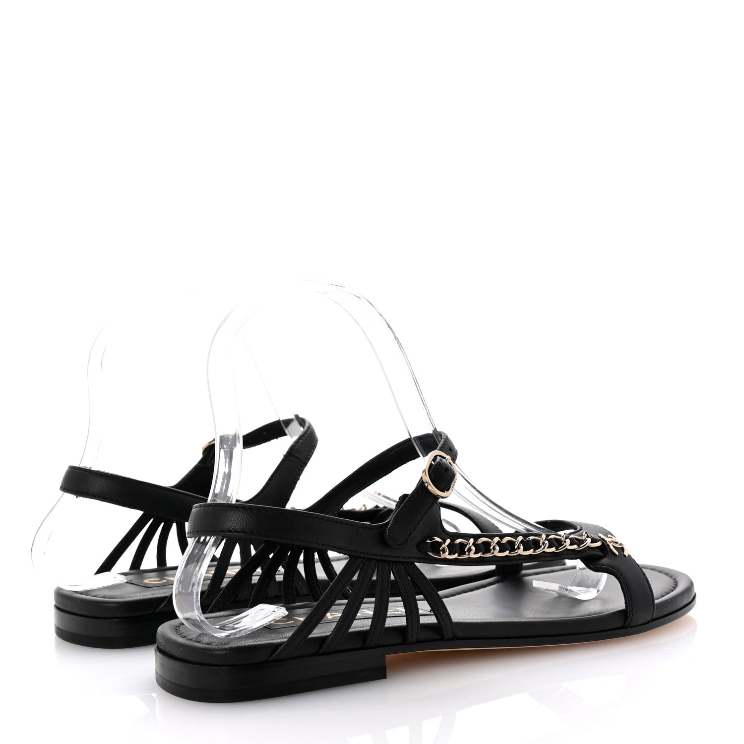 Chanel Lambskin Chain Sandals 38.5 Black 5 of 10