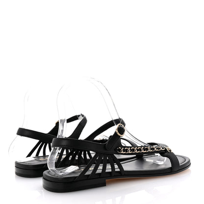 Chanel Lambskin Chain Sandals 38.5 Black 5 of 10