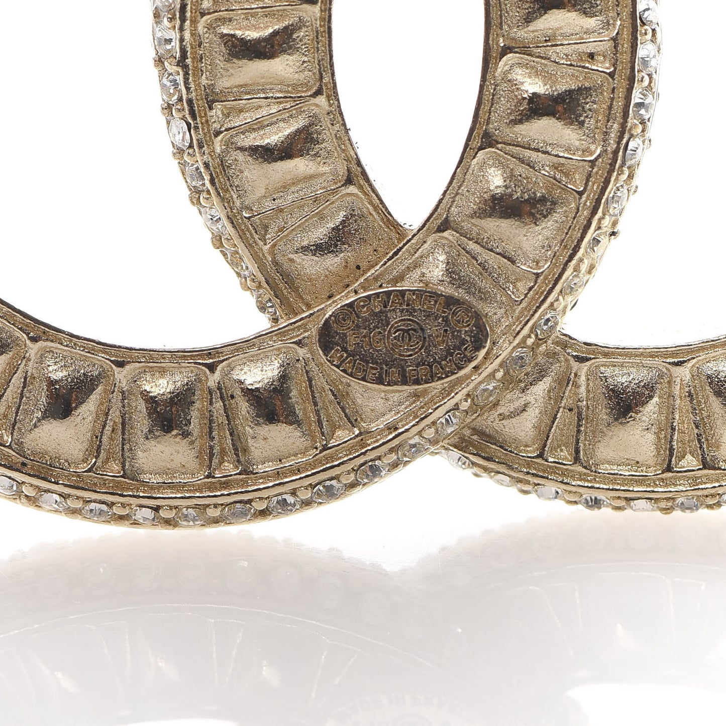 Baguette Crystal CC Brooch Gold