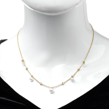 David Yurman 18K Yellow Gold Pearl Diamond Petite Perle Fringe Necklace 2 of 4