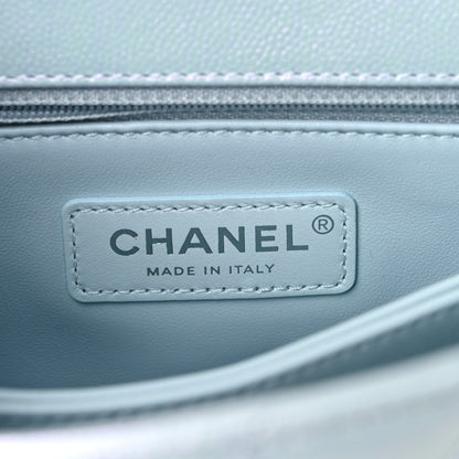 Chanel Iridescent Caviar Quilted Mini Coco Handle Flap Light Blue 6 of 10