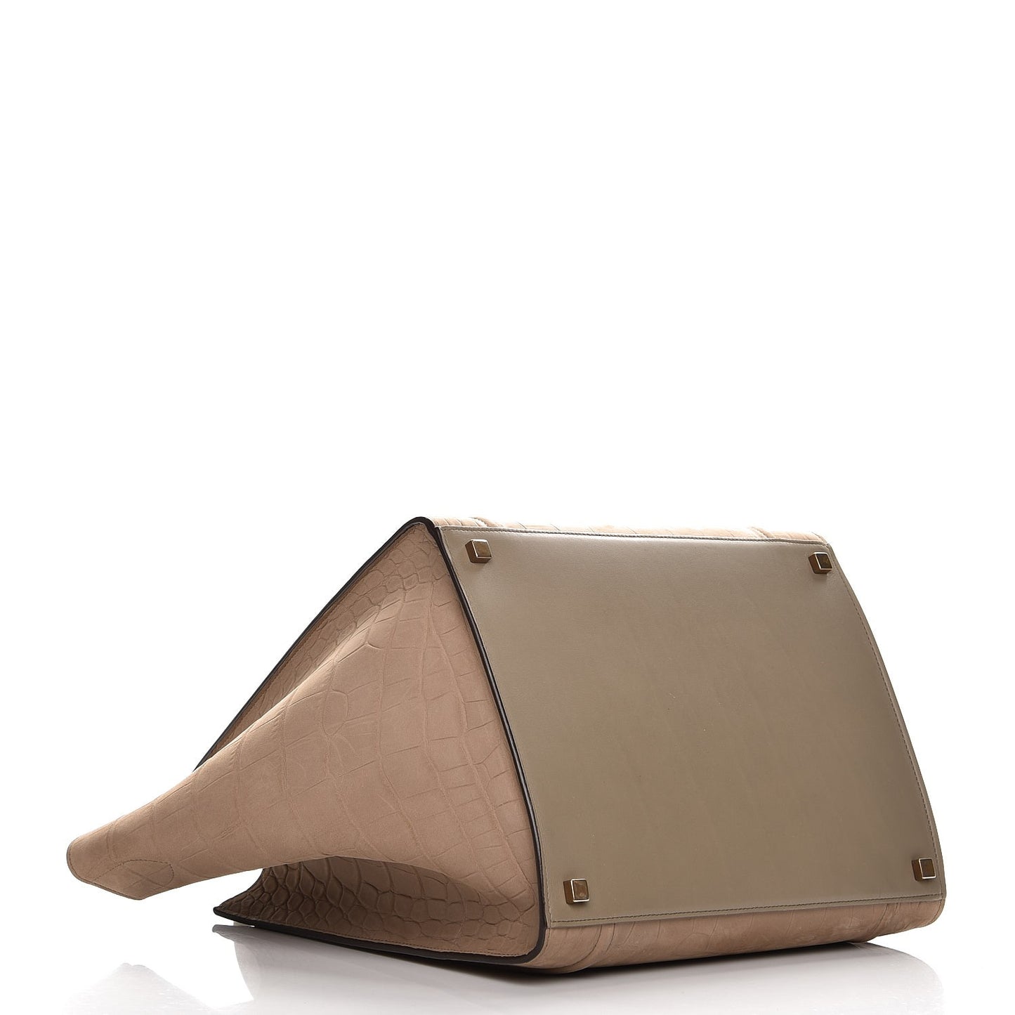 Crocodile Embossed Nubuck Medium Phantom Luggage Beige