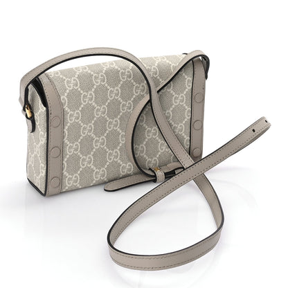 Gucci GG Supreme Monogram Textured Dollar Calfskin Mini Horsebit 1955 Shoulder Bag Beige Mystic White Oatmeal 2 of 8