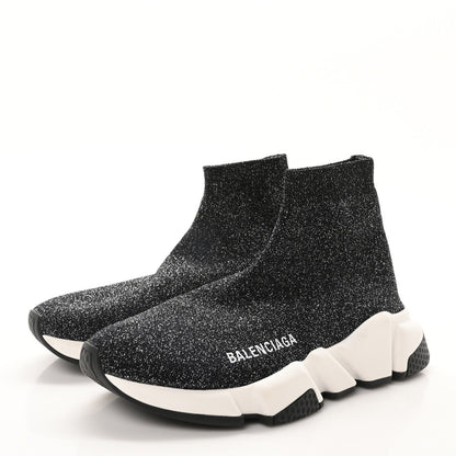Balenciaga Laminated Knit Bi-Color Sole Womens Speed Sneakers 35 Black White 4 of 7