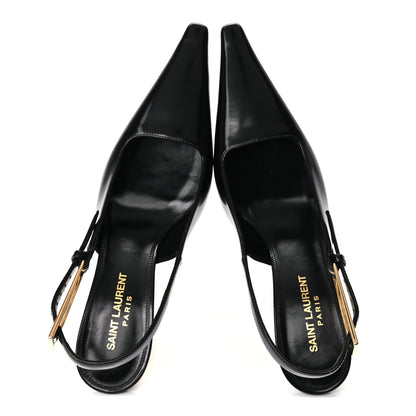 Saint Laurent Vitello Marilyn Lee 75 Slingback Pumps 36 Black 2 of 9