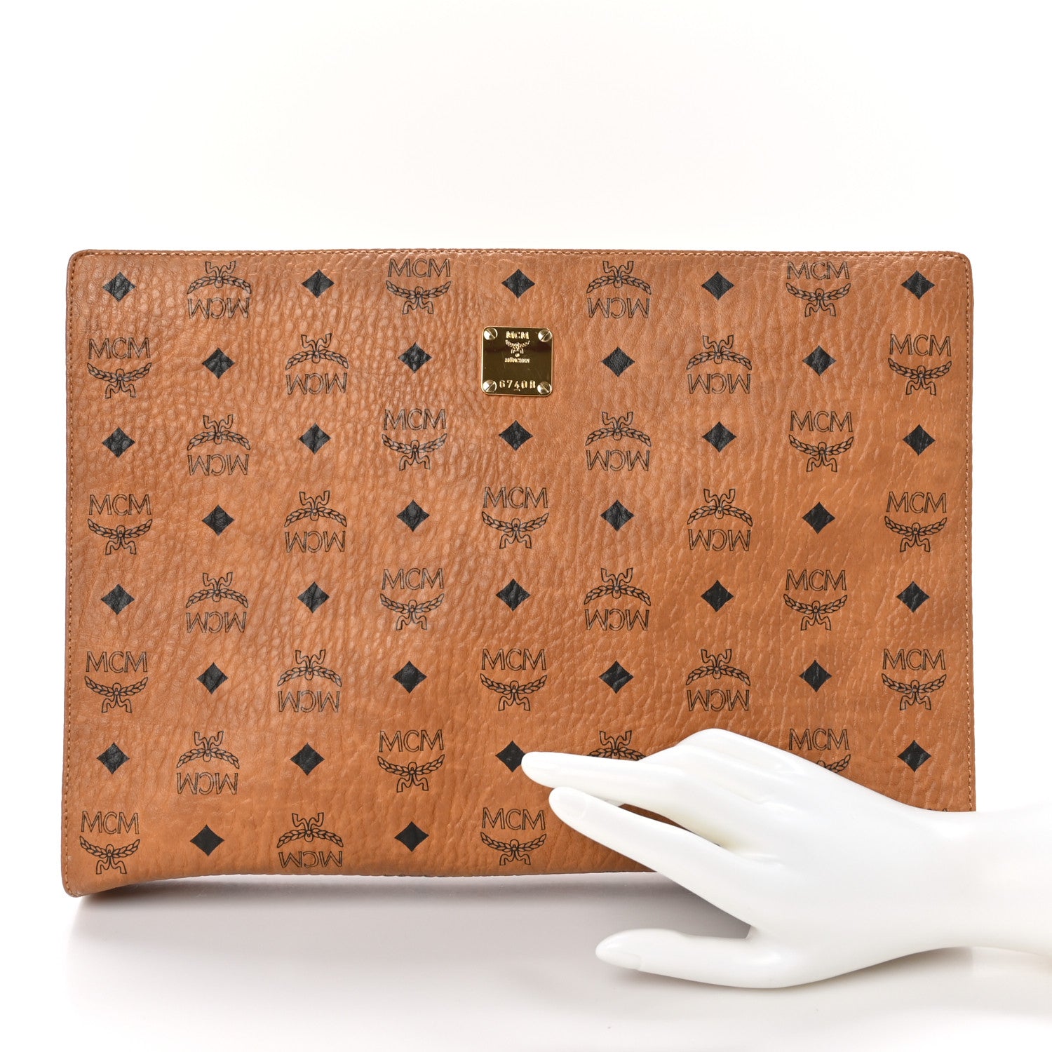 MCM Visetos Large Zip Pouch Cognac 2 of 10