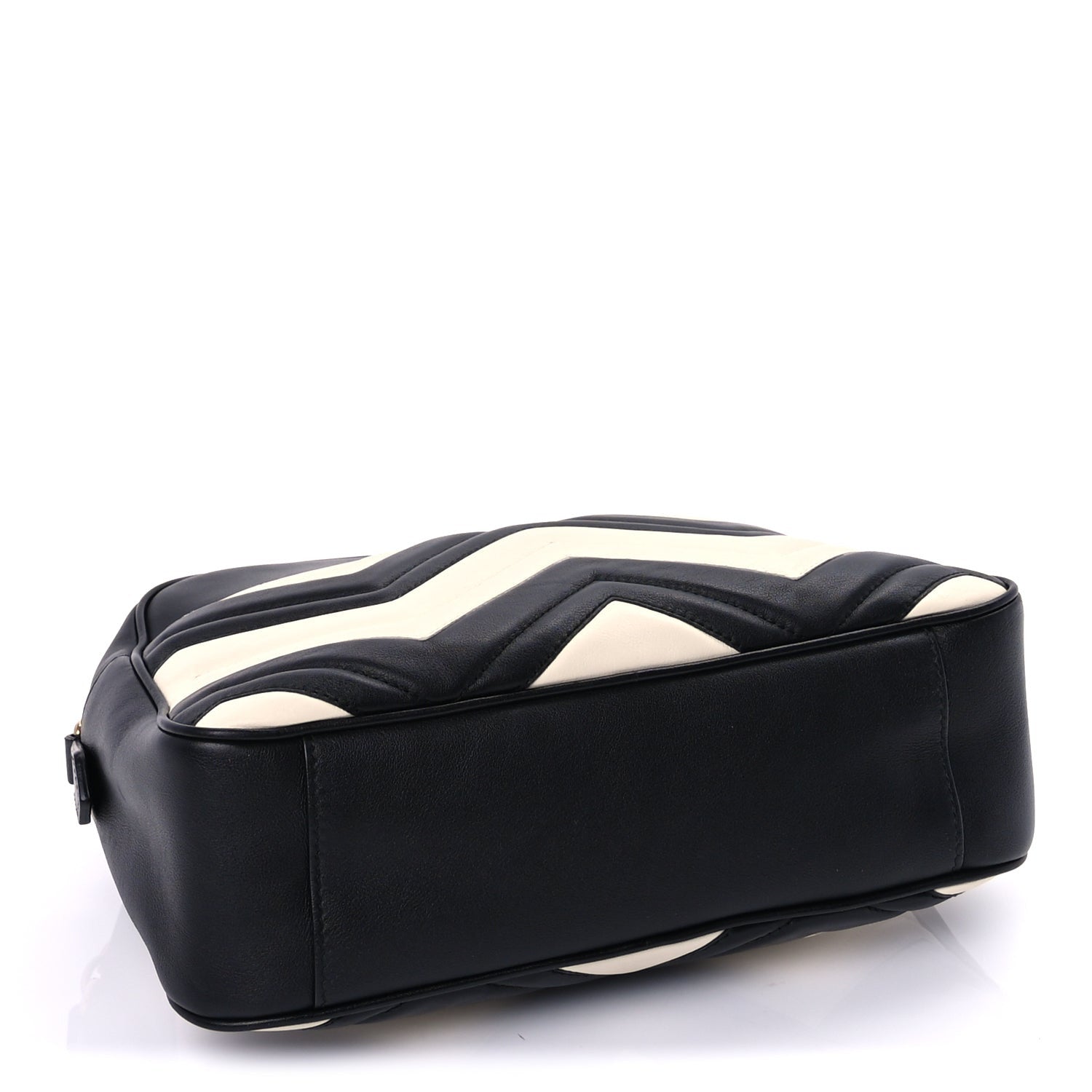 Gucci Calfskin Matelasse Medium GG Marmont Chain Shoulder Bag  Black White 3 of 8