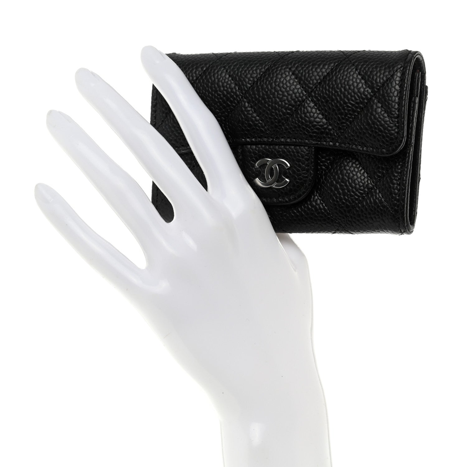 Chanel Caviar Quilted Flap Card Holder Wallet Black 2 of 8
