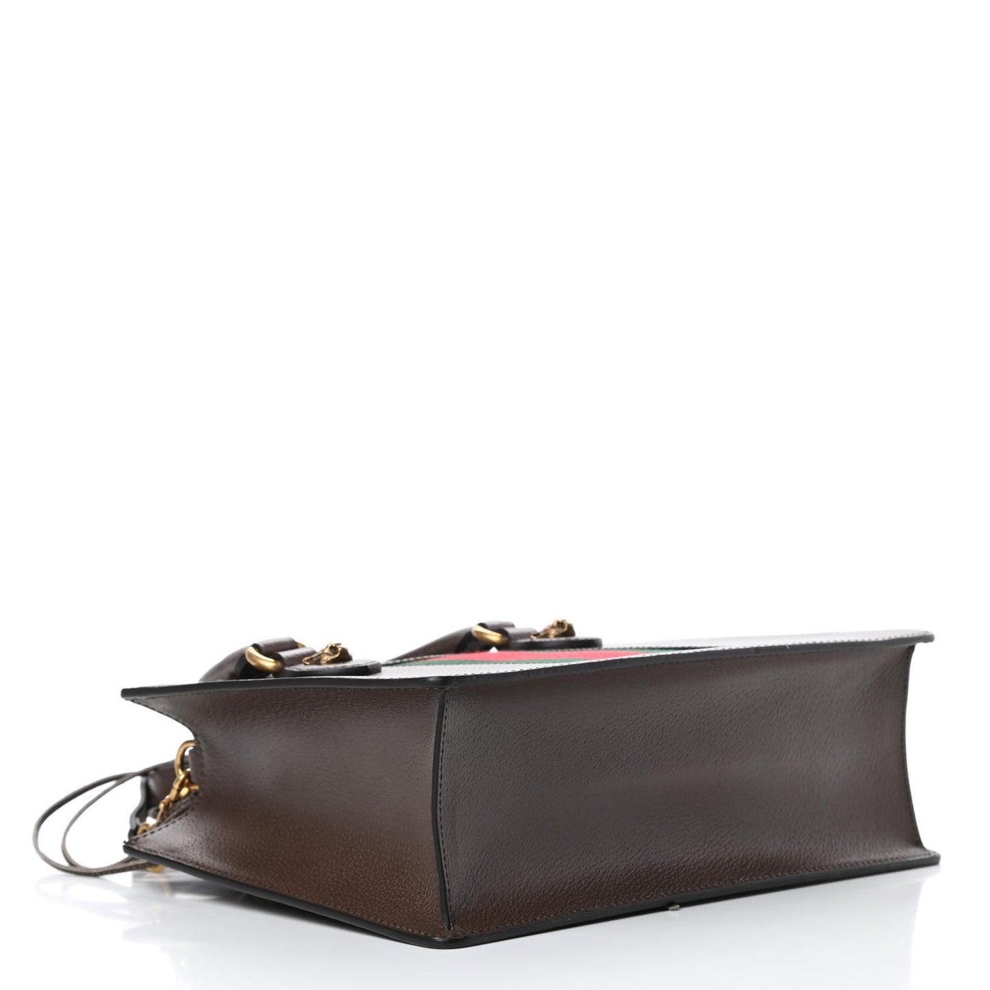 Grained Calfskin Web Medium Animalier Top Handle Tote Brown