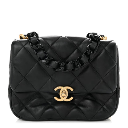 Chanel Lambskin Quilted Mini Lacquered Chain Flap Black 1 of 11