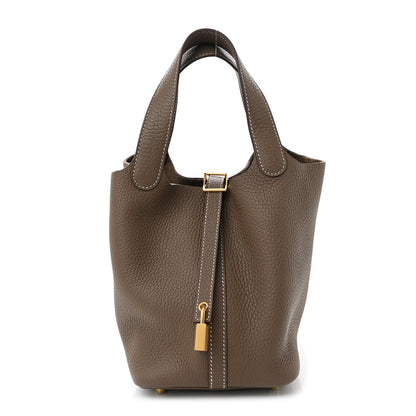 Hermes Taurillon Clemence Picotin Lock 18 PM Etoupe 1 of 11