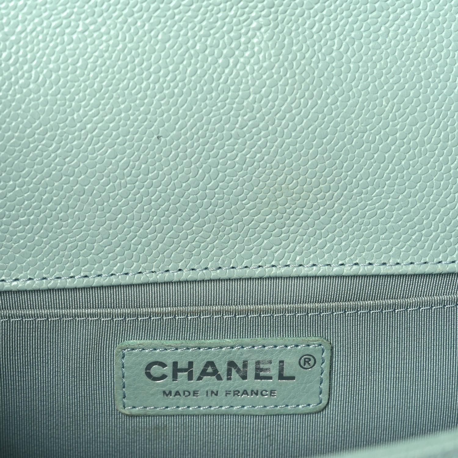 Chanel Caviar Chevron Quilted Medium Boy Flap  Light Blue 5 of 9