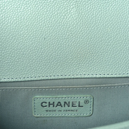 Chanel Caviar Chevron Quilted Medium Boy Flap  Light Blue 5 of 9