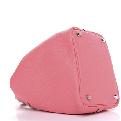 Hermes Taurillon Clemence Eclat Picotin Lock 18 PM Rose Azalee Terre Battue 4 of 9