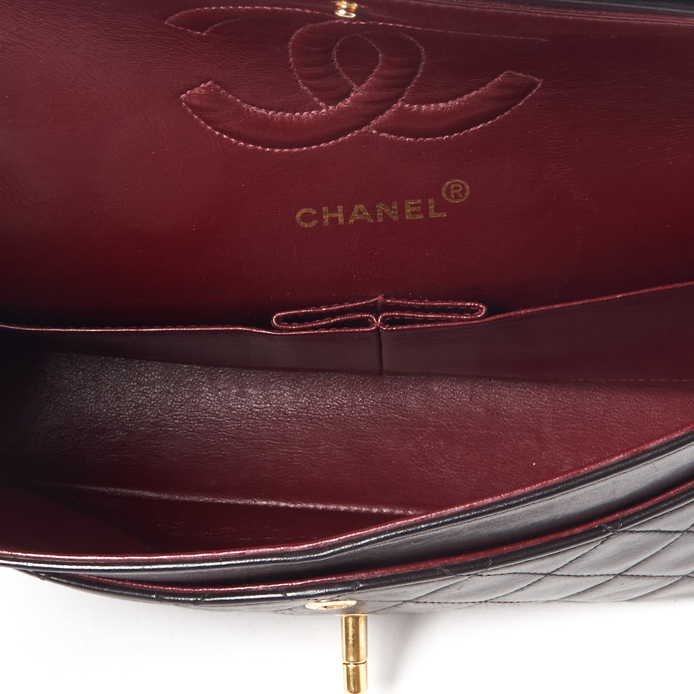 Lambskin Quilted Medium Double Flap Black