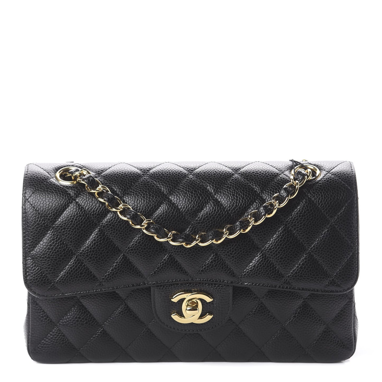 Caviar Quilted Small Double Flap Black