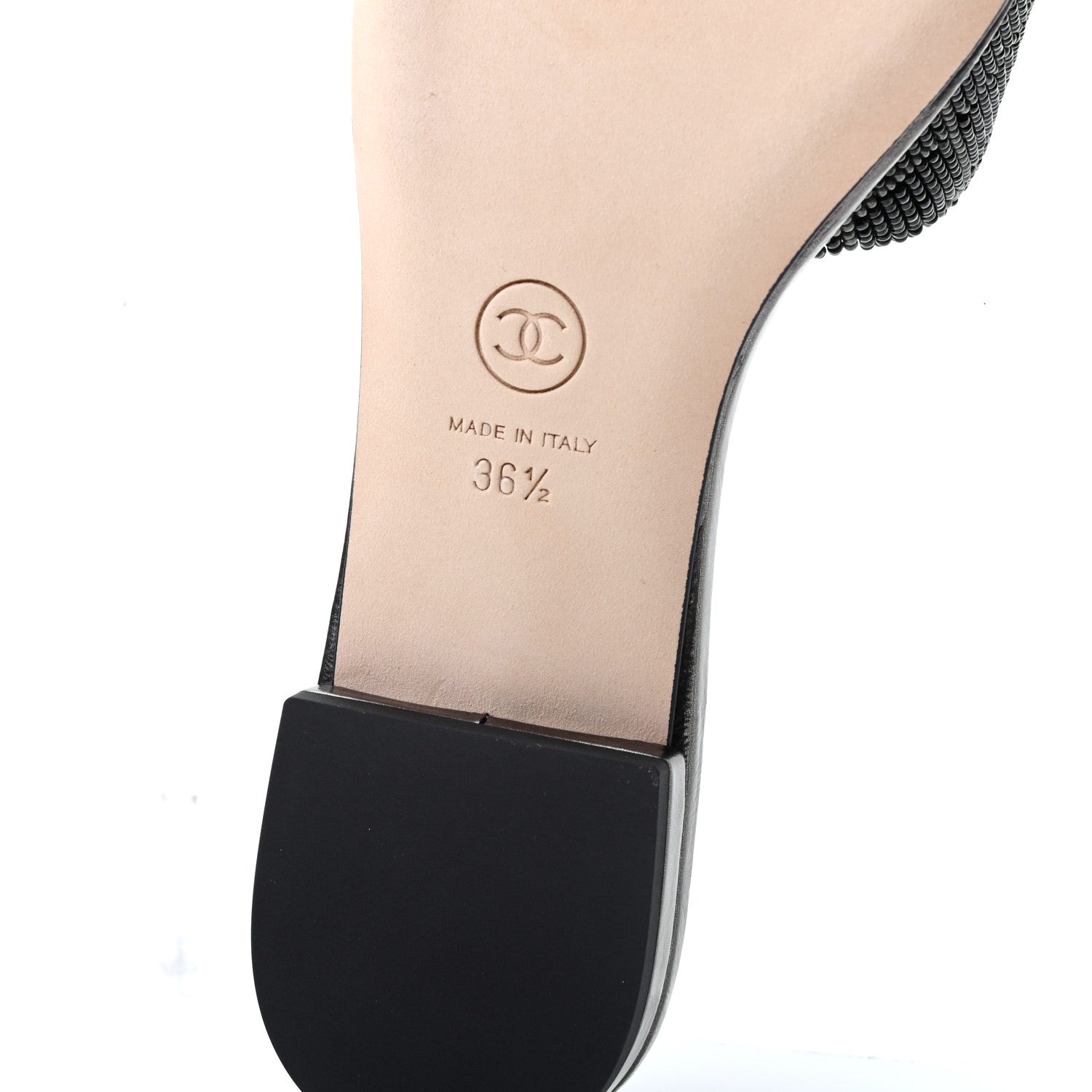 Chanel Pearl Embroidery CC Mules 36.5 Black 6 of 9