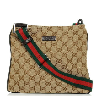 Gucci Monogram Web Small Flat Messenger Bag Dark Brown 1 of 6