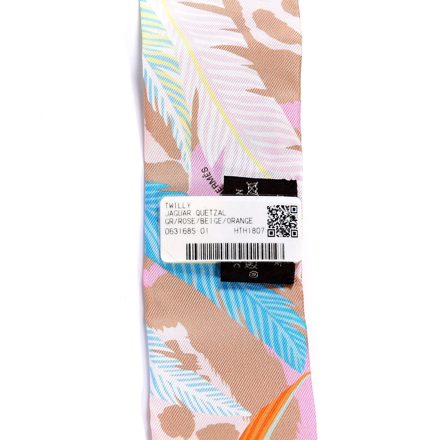 Hermes Silk Jaguar Quetzal Twilly Rose Beige Orange 3 of 4