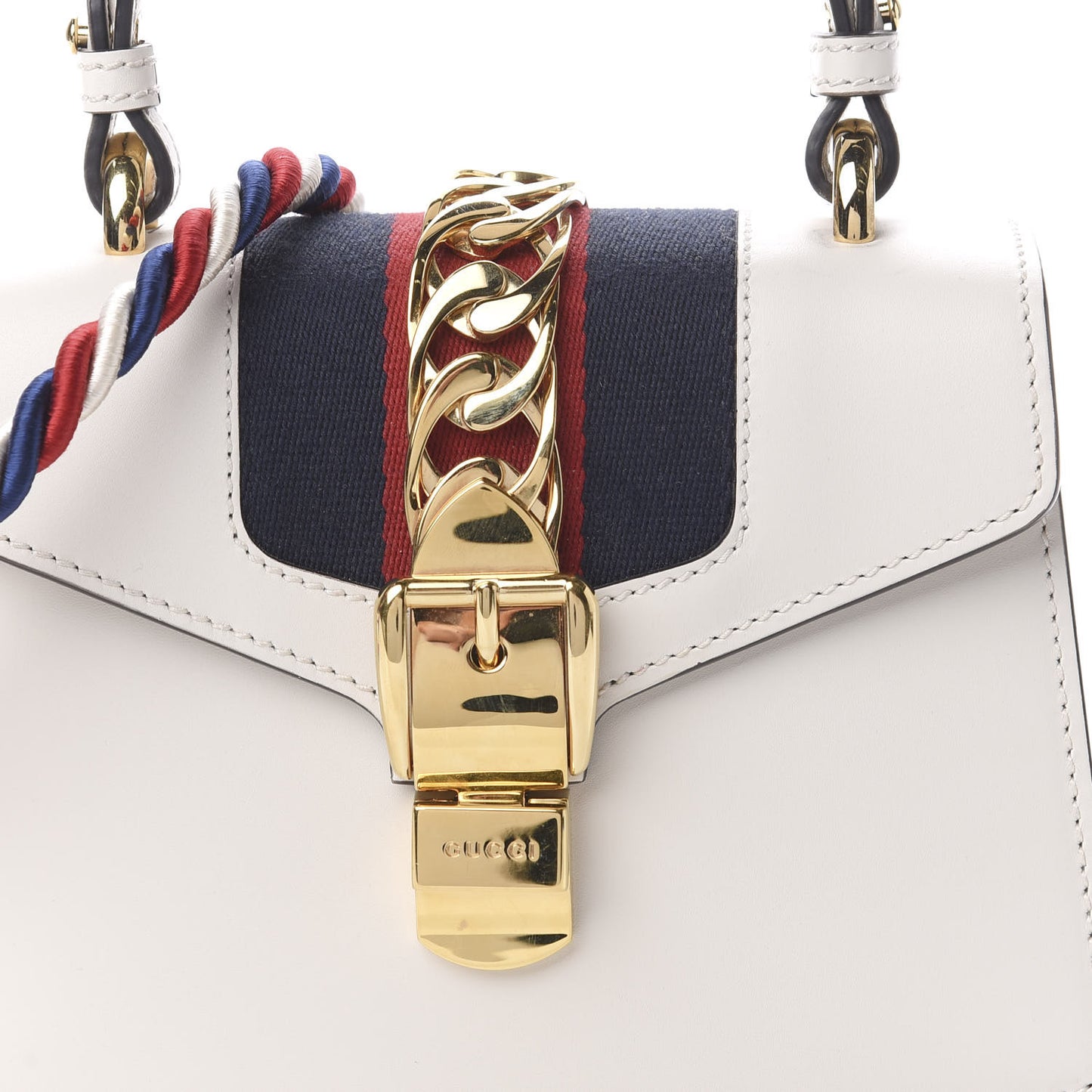 Calfskin Mini Sylvie Top Handle Bag White