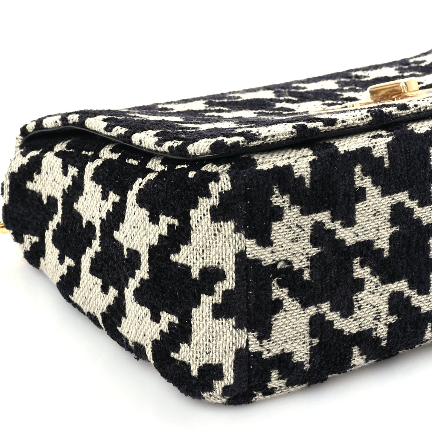 Technical Canvas Macro Houndstooth Medium Caro Bag Black White