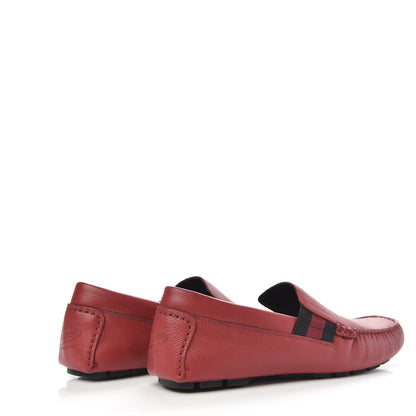 Gucci Calfskin Web Mens Driver Loafers 8 Red 4 of 8