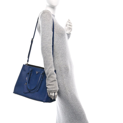 Prada Saffiano Cuir Medium Double Handle Tote Baltico 2 of 7