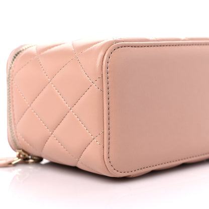 Chanel Lambskin Quilted Small Top Handle Vanity Case With Chain Beige 8 of 10