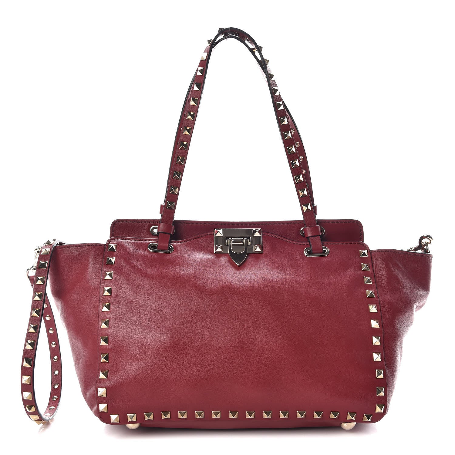 Valentino Garavani Vitello Small Rockstud Tote Scarlet 1 of 9