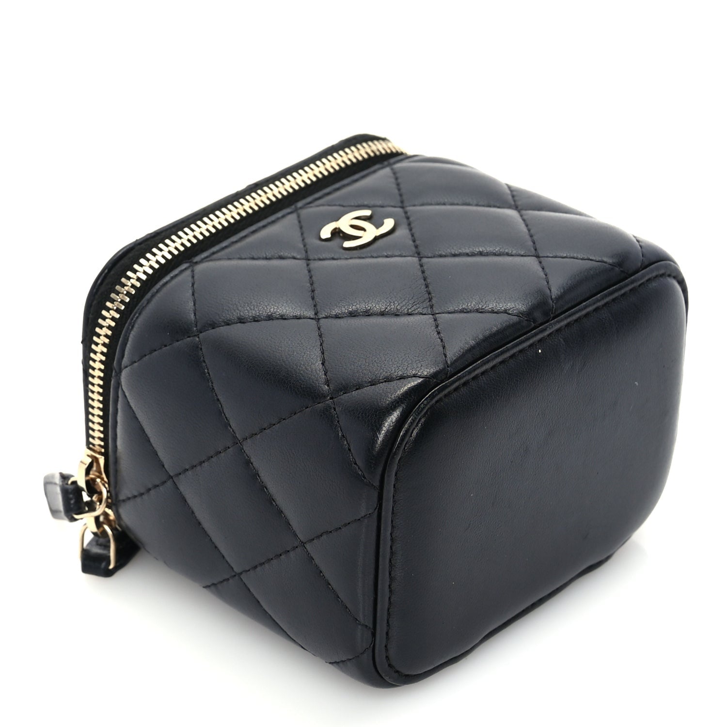 Chanel Lambskin Quilted Mini Vanity Case With Chain  Black 8 of 10
