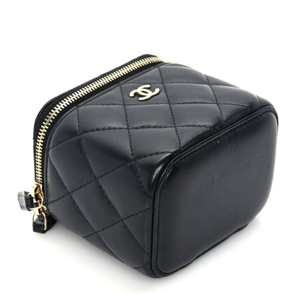 Chanel Lambskin Quilted Mini Vanity Case With Chain  Black 8 of 10