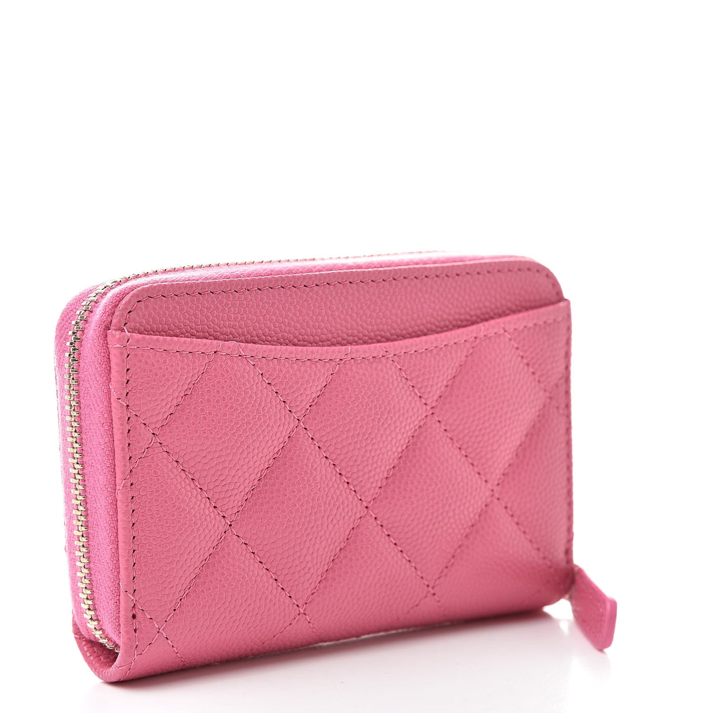 Caviar Quilted Zip Coin Purse Pink